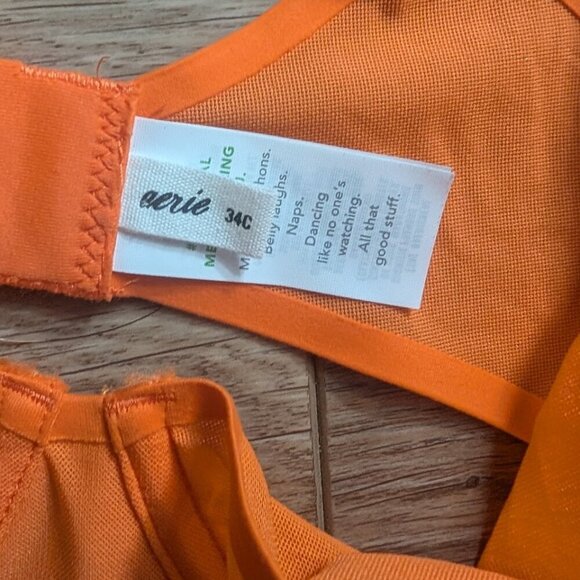 NWT Aerie | SMOOTHEZ Mesh Unlined Bra In Orange (34C) - Picture 4 of 8